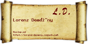 Lorenz Demény névjegykártya